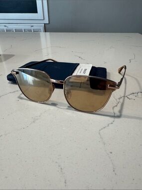 Le Specs Gold Frame Sunglasses with Brown Temples